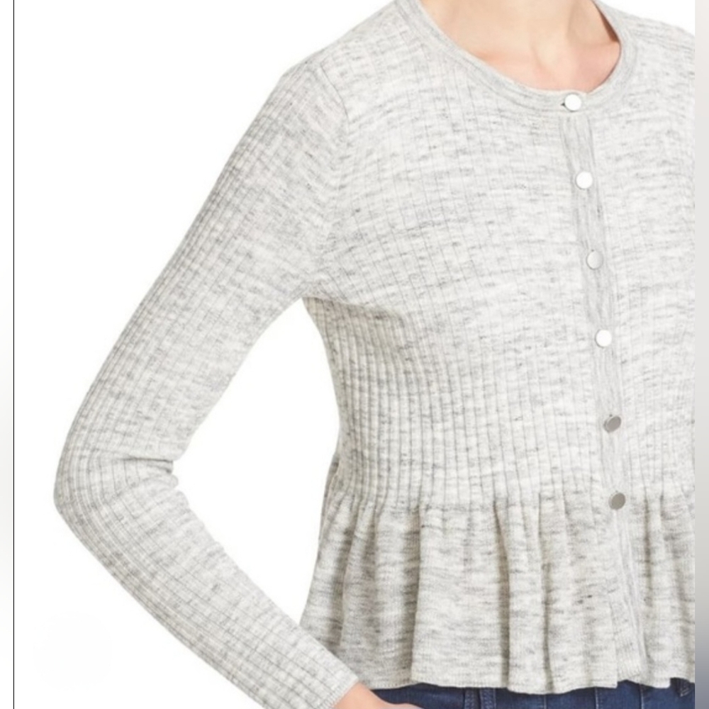 Rebecca Peplum Ribbed Cardigan Sweater - Picture 2 of 7